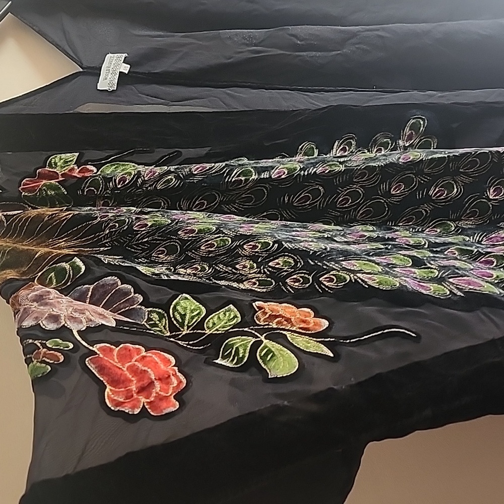 Hand Made VELVET Scarf SILK with Rayon Etched Velvet Rectangle,scarf,cape,cumino - Picture 2 of 6
